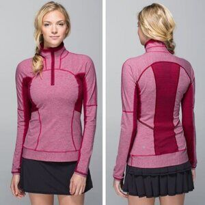 LULULEMON Run For Gold 1/2 Zip Size 4 Heathered Bumble Berry